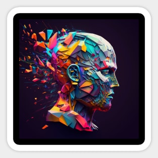 Human Head shattering, generative AI Sticker